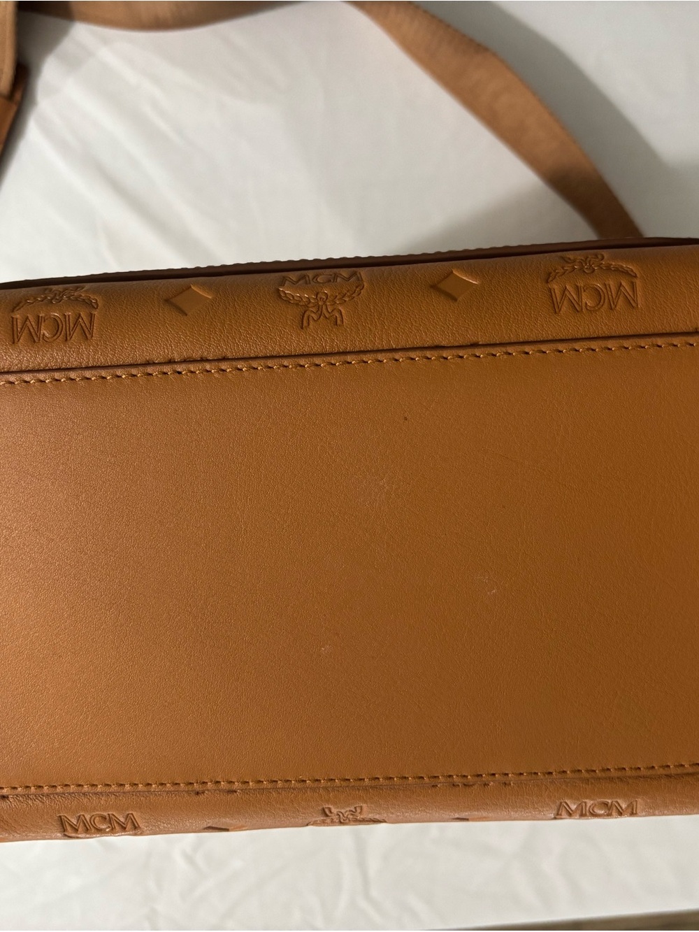 MCM Cognac Visetos Embossed Leather Tote with Wallet - Picture 4 of 12